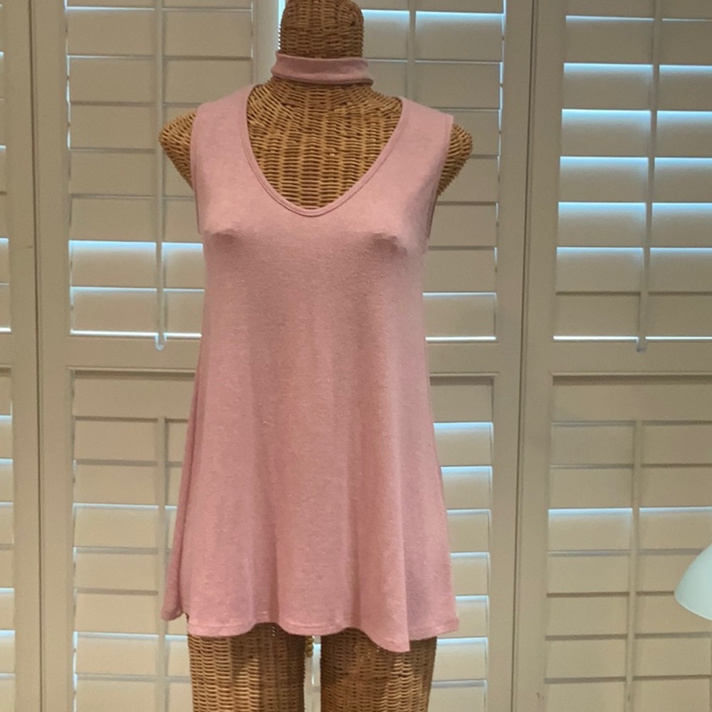 Caution To The Wind Pink Tank Top with Scoop Neckline
